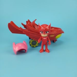 Just Play PJ Mask Owlette 3.5" Figure Toy With Helmet Vehicle Pink Red